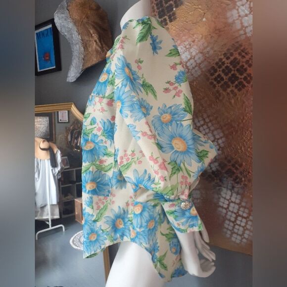 Nwt Voluminous Floral Puff Sleeve Blouse - Picture 8 of 14